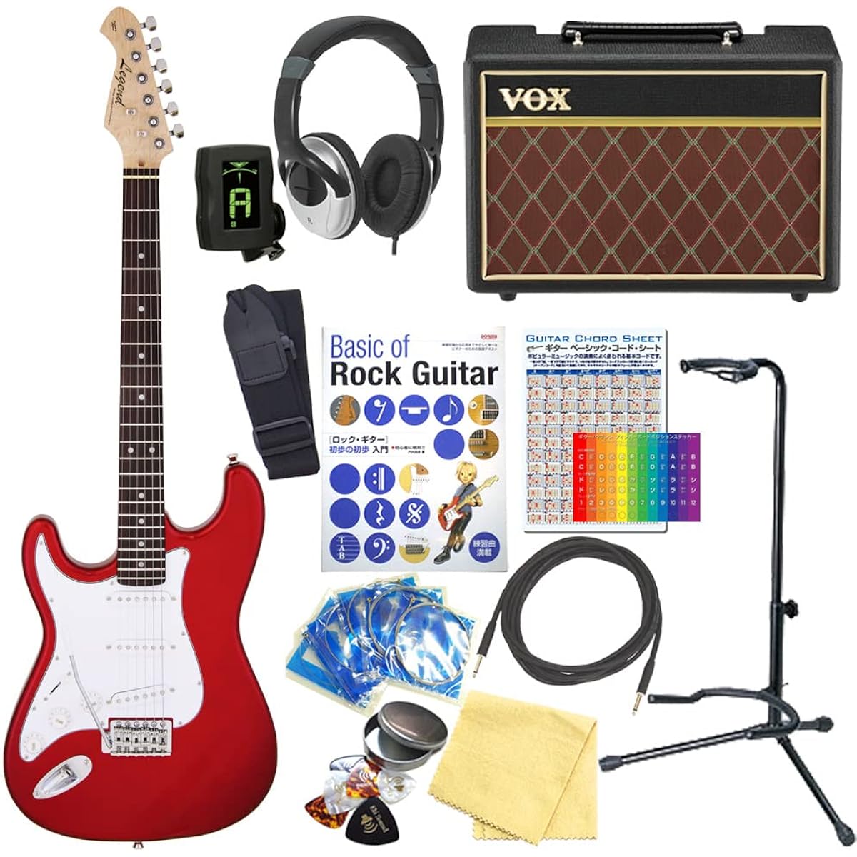 Electric Guitar Beginner Set, Legend LST-Z LH/CA, 13-piece set with VOX amp
