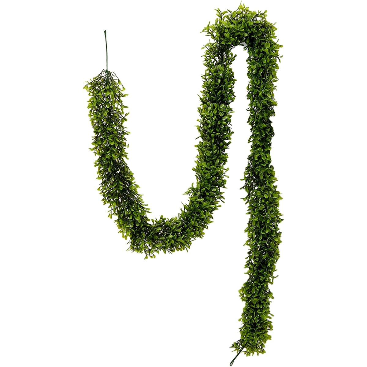 Serene Spaces Living Artificial Green Boxwood Garland - Perfect for Window Decorations at Parties and Events, 5.5 Feet Long
