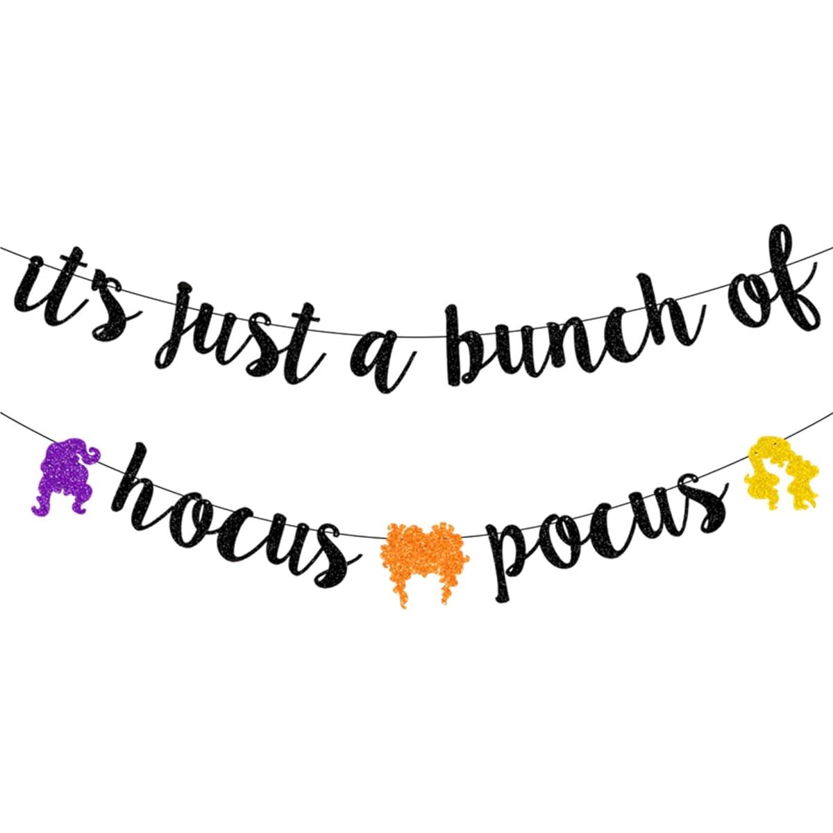 It's Just A Bunch of Hocus Pocus Banner, Glitter Halloween Decorations Banner Hocus Pocus Party Decorations Holiday Garland Photo Props Banner for Party Home Decorations