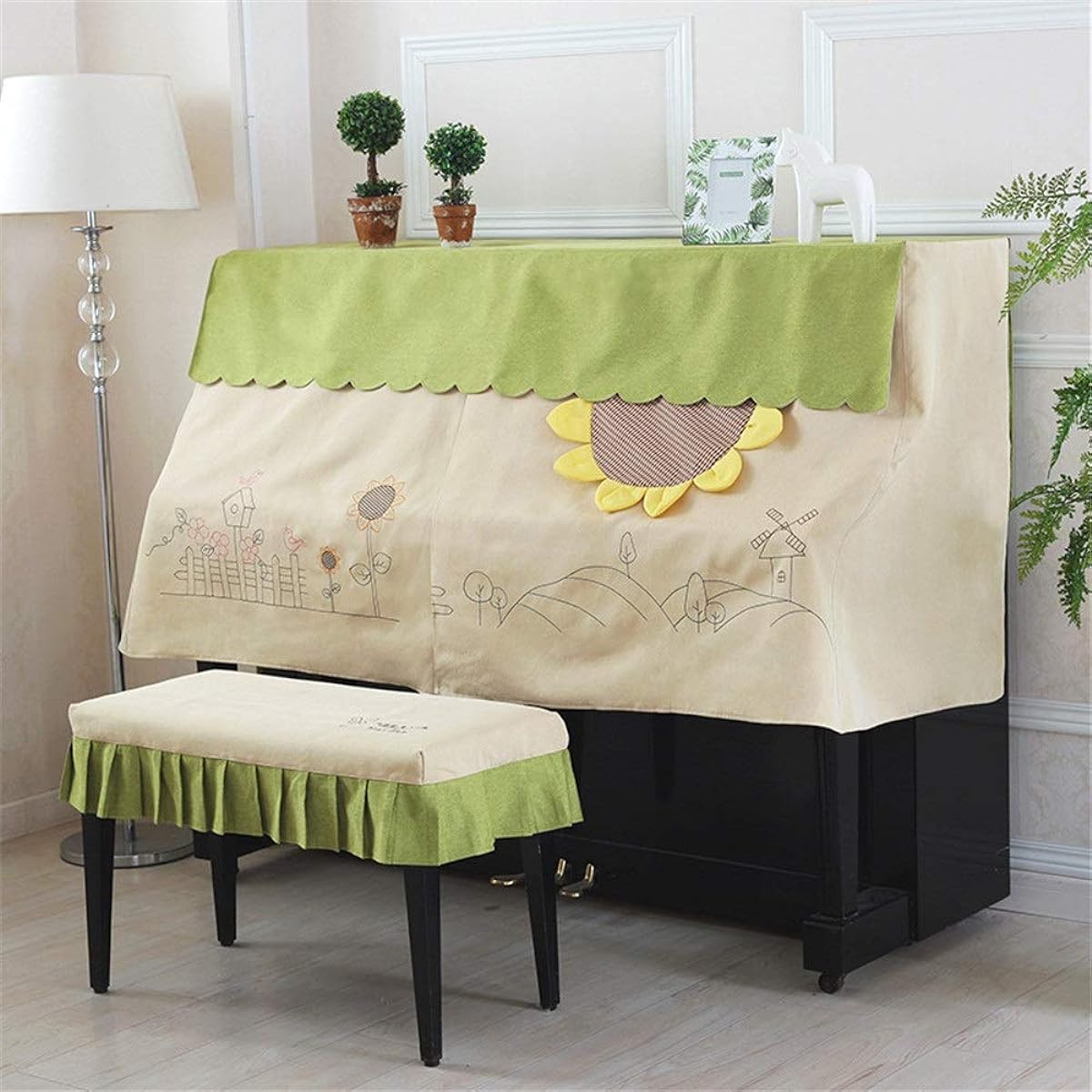 Digital Piano Dust Cover Hand Embroidered Piano Breathable Dust Cover Universal 148-153cm for Universal Piano (Color: A, Size: S)