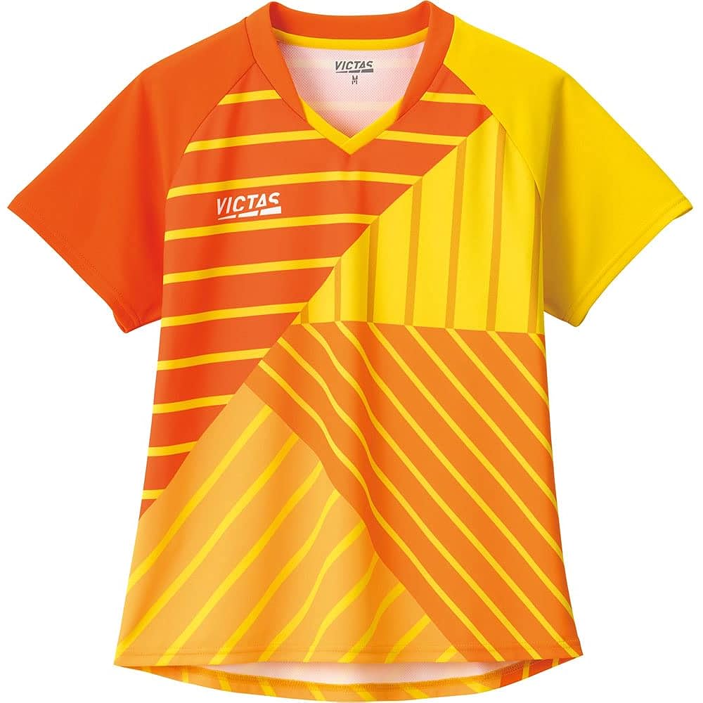 [Victus] Table Tennis Shirt, Switching Line Ladies Game Shirt, J.T.T.A (Japan Table Tennis Association) Official Hot Pink (7100)