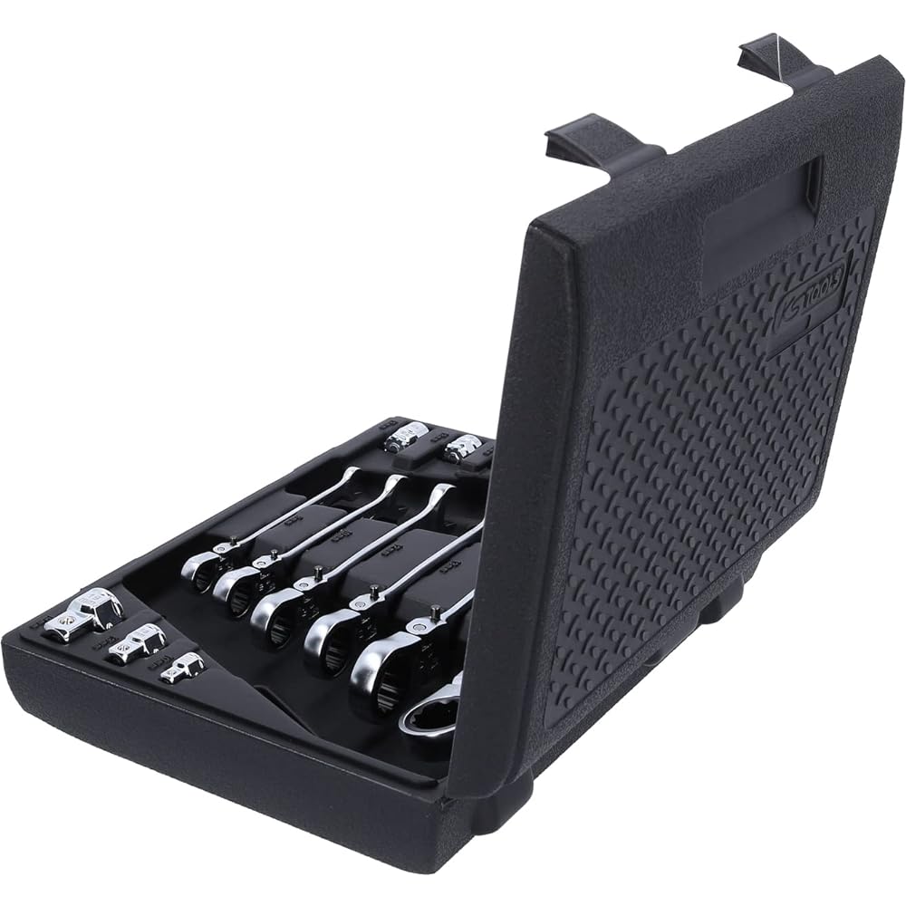 KS TOOLS GEARplus flexible locking combination ratcheting spanner set 12 pcs with adapters 503.4867