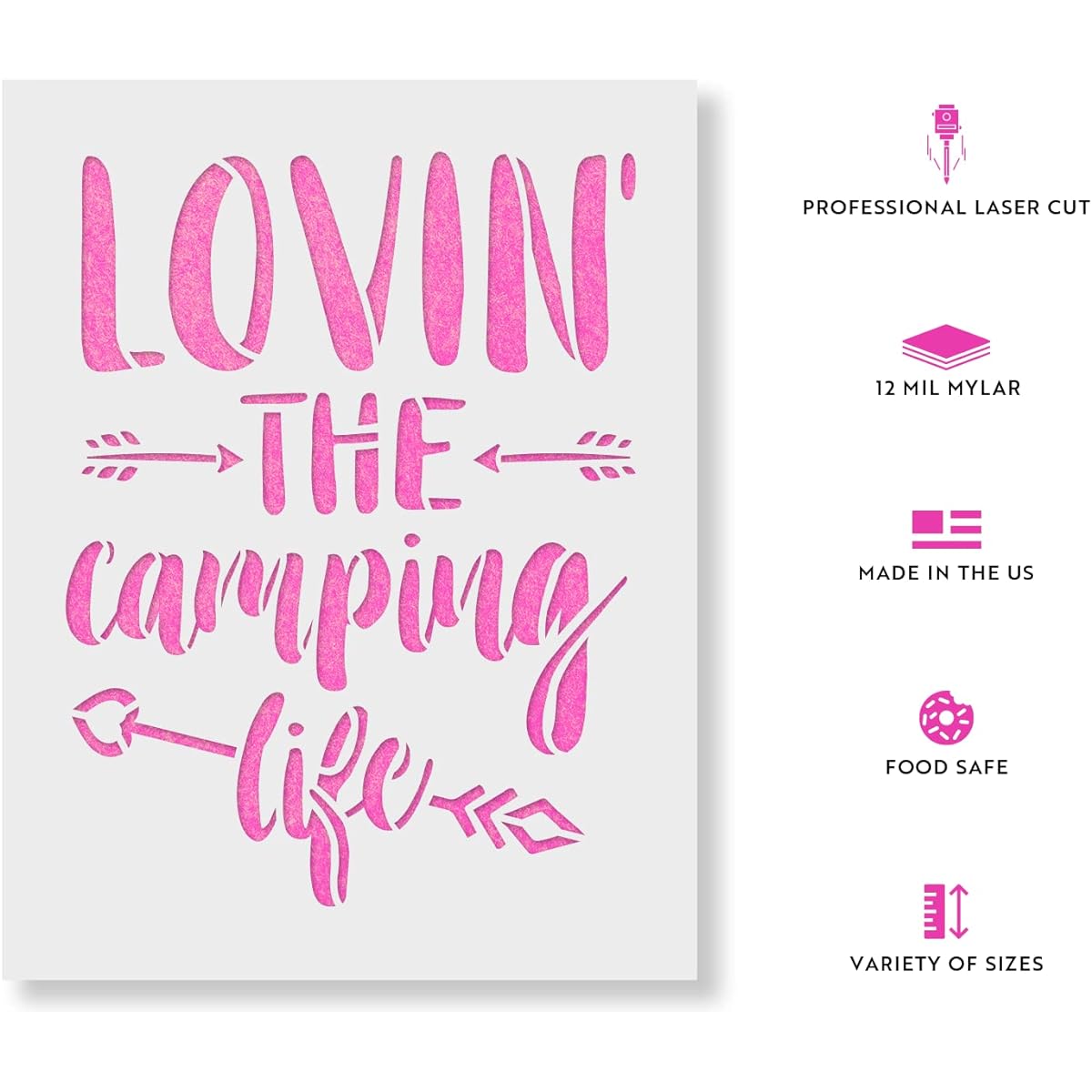 Camping Life Stencil Template for Walls and Crafts Reusable Stencils for Painting Small & Large Sizes