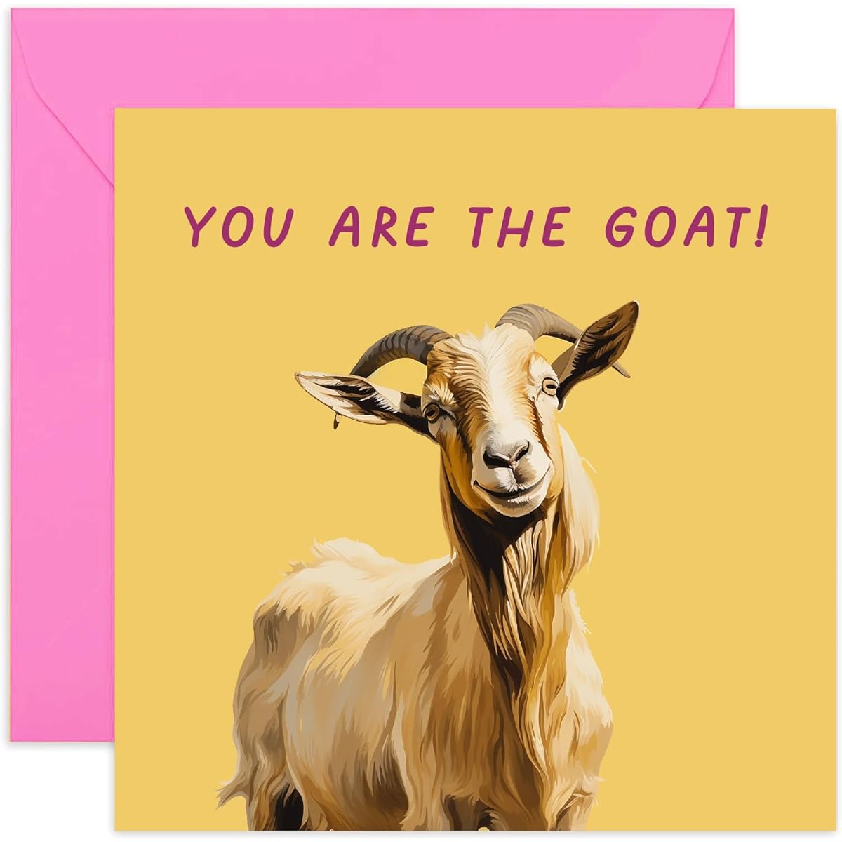 Old English Co. Funny Birthday Card for Men and Women You Are The Goat 'Greatest Of All Time' Humorous Card for Dad/Brother/Uncle/Grandpa - Well Done Congratulations | Blank Inner Envelope