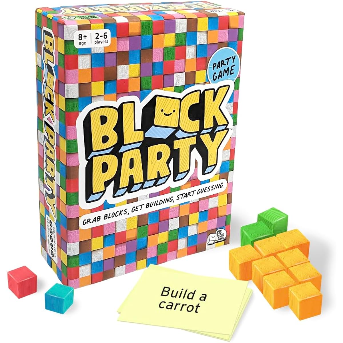 Big Potato Block Party: Colorful Block Building Family Board Game for Ages 8+, Adults, Teens