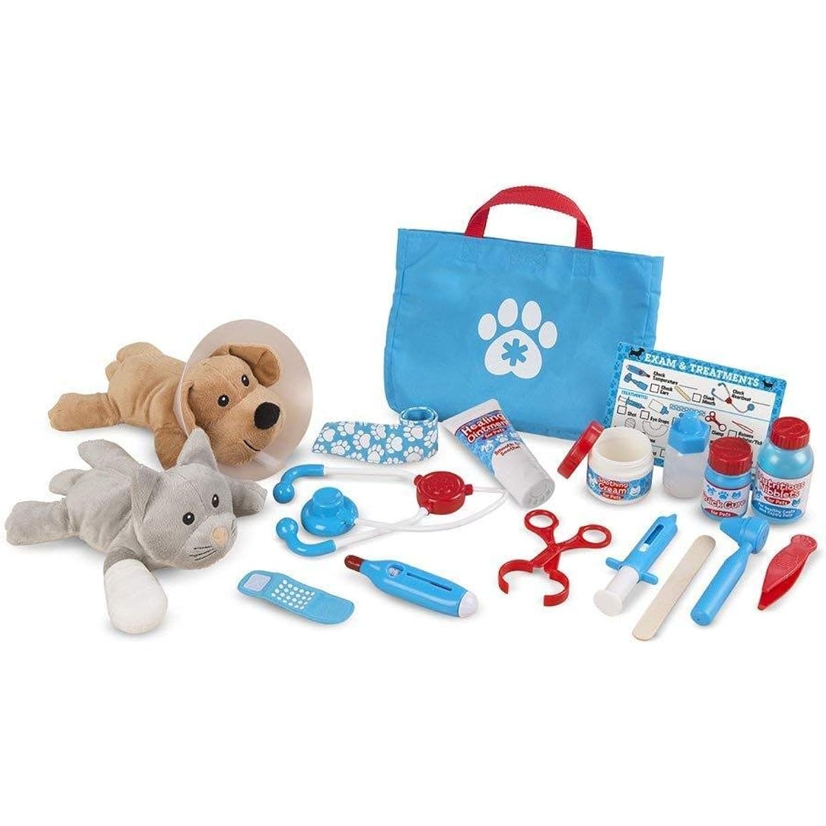 Melissa and Doug LCI8520 Pet Vet Playset 24 Piece Plush Dogs and Cats Sold as a Set