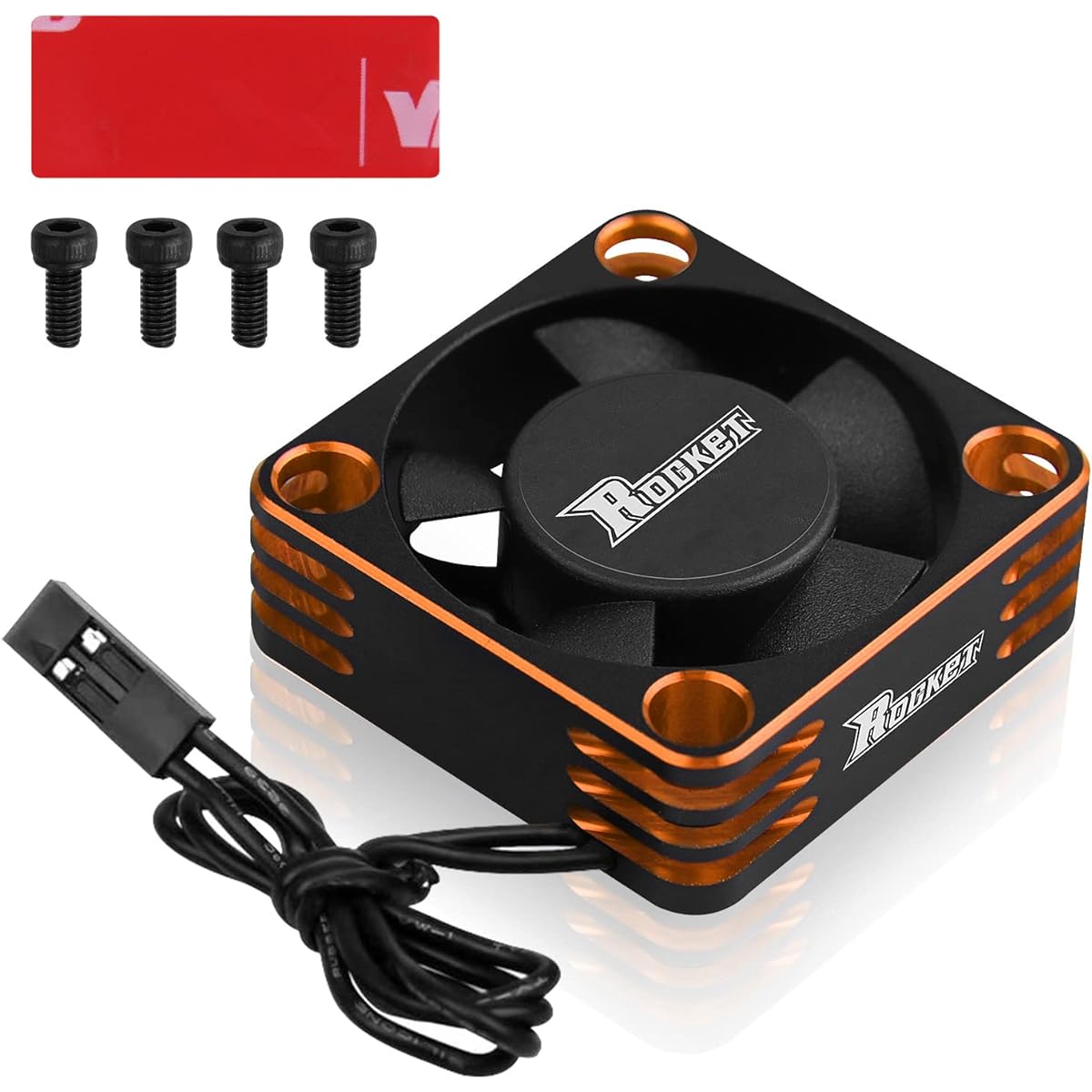 Motor Cooling Fan RC Motor Heatsink 28000RPM ESC Cooling Fan for RC Car 1/8 1/10 1/12 Scale 540 550 Brushless Motor (Black+Orange)