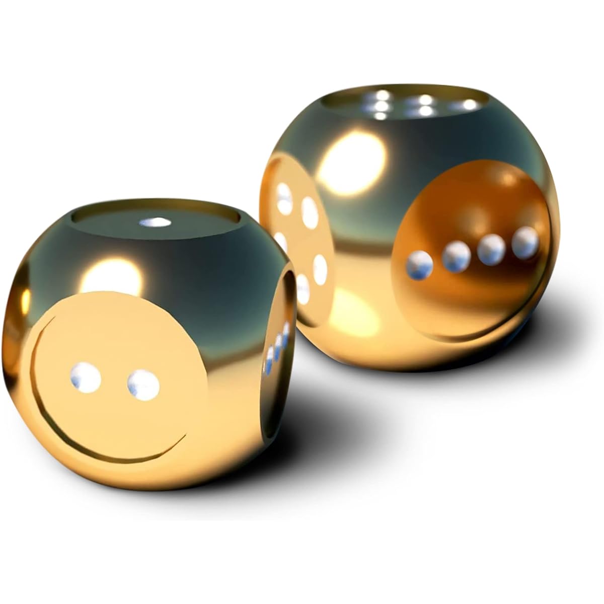 AKO Dice DICE II - Brass - Custom Metal Dice Version 2 16mm D6 Game Dice Extra Rounded Corners Roll Better.
