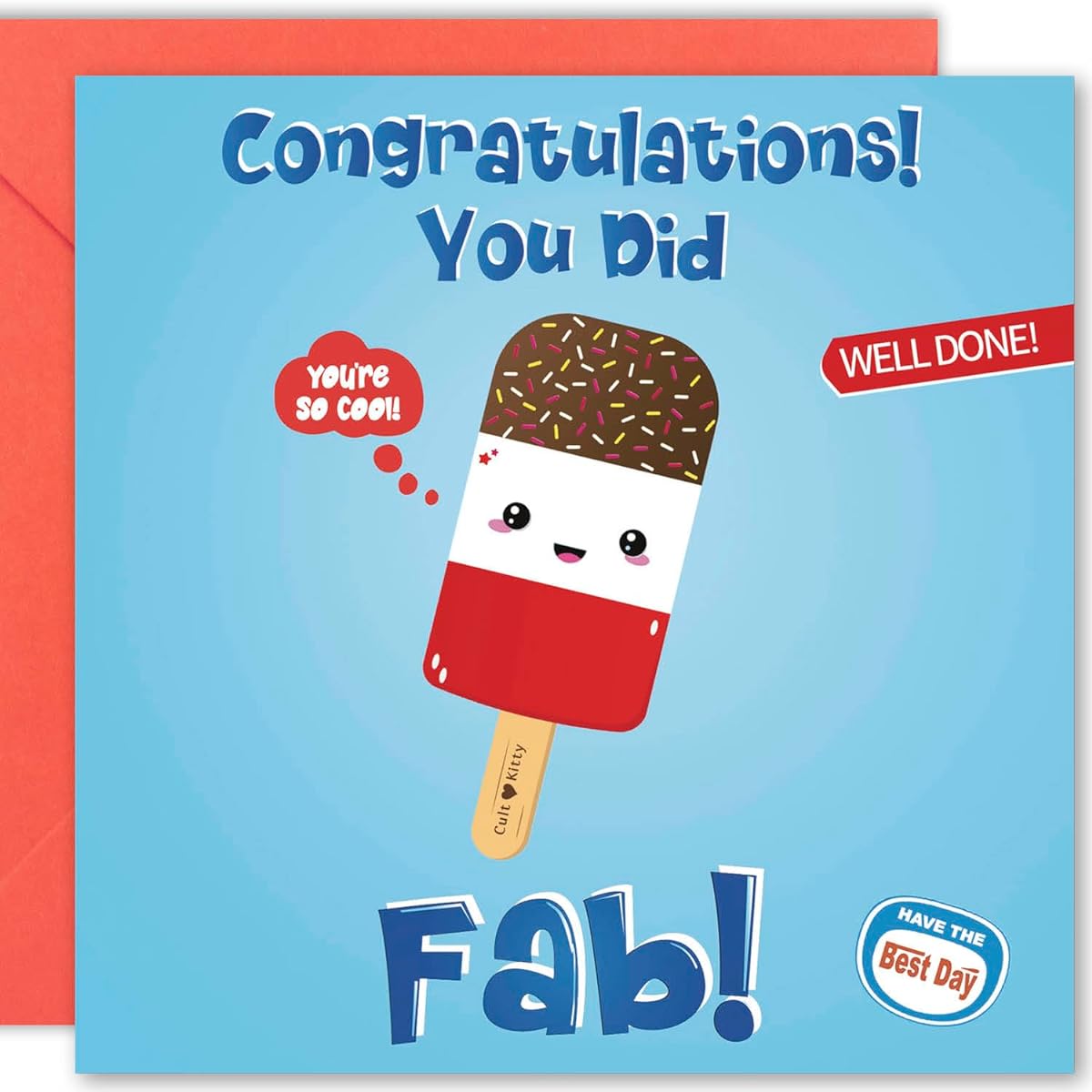 Cult Kitty - You Did Fab! - Congratulations Card for Him - Congratulations Card for Her - Congratulations Card for Friend - Funny Congratulations Card for Best Friend - Joke Congratulations Card - Well Made Card