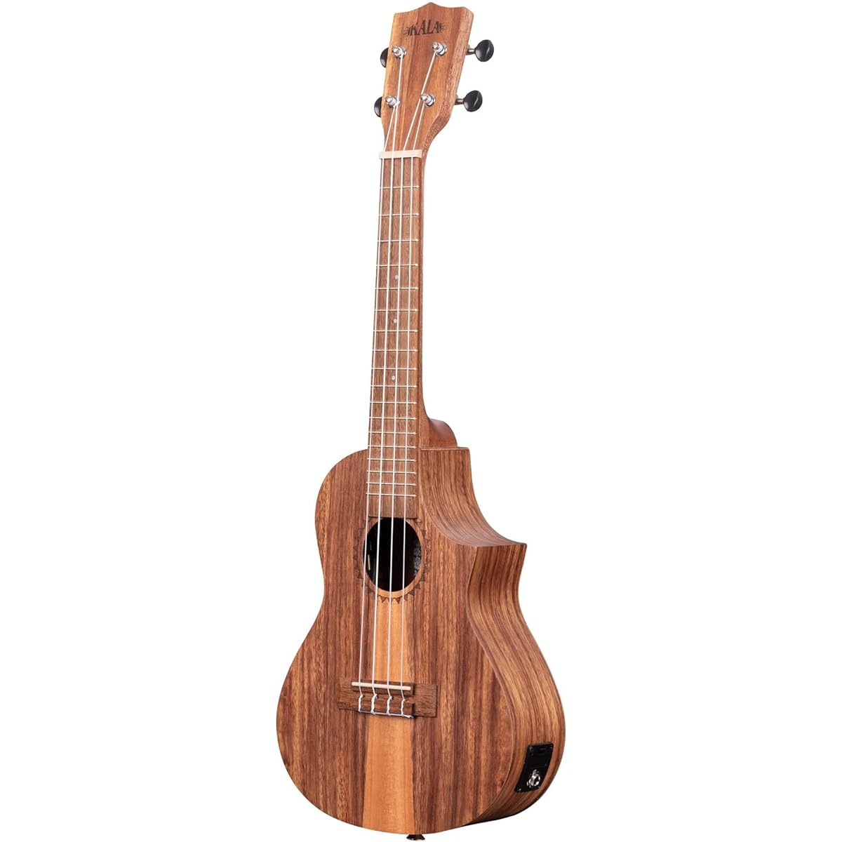 KALA Teak Tri-Top Concert Ukulele with Cutaway and EQ, Padded Gig Bag