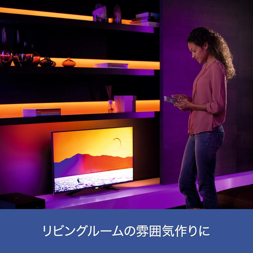 Philips Hue LED Tape Smart Light Indirect Lighting Strip Light RGB Alexa Compatible Smart Home Gaming Dimming Color Toning Echo Google Home Siri Homekit [Genuine Japanese Product] Full Color Light Ribbon Plus Bluetooth+Zigbee 2m