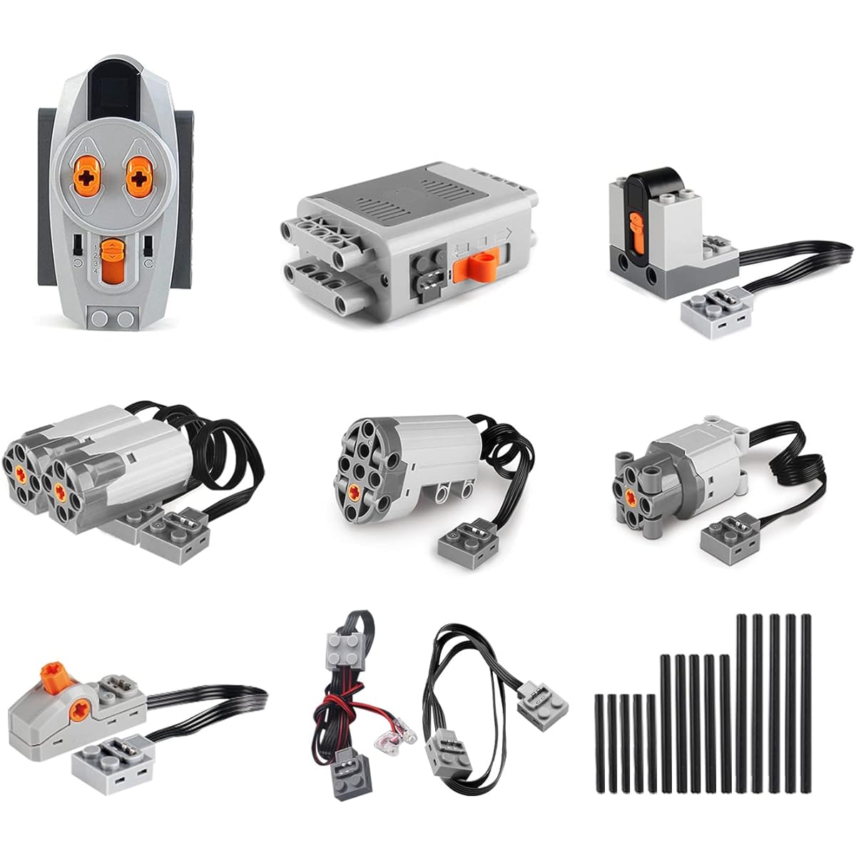 MISINI Power Functions Motor Set, 25pcs Science and Technology Power Motor Kit with 1L/2M/1 Servo Motor, Remote Control Battery Box, Extension Cord, Switch Receiver Set, Compatible with Lego