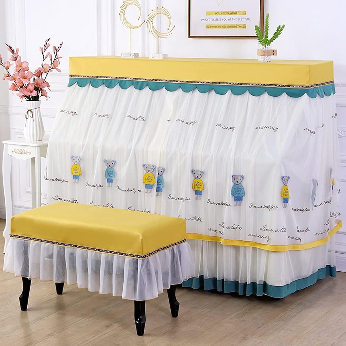 Cartoon Full Piano Cover, Upright Full Piano Dust Cover, Fashionable Piano Dust Protection Cover Decoration Musical Instrument Accessories (Size : Stool Cover 78*38cm)