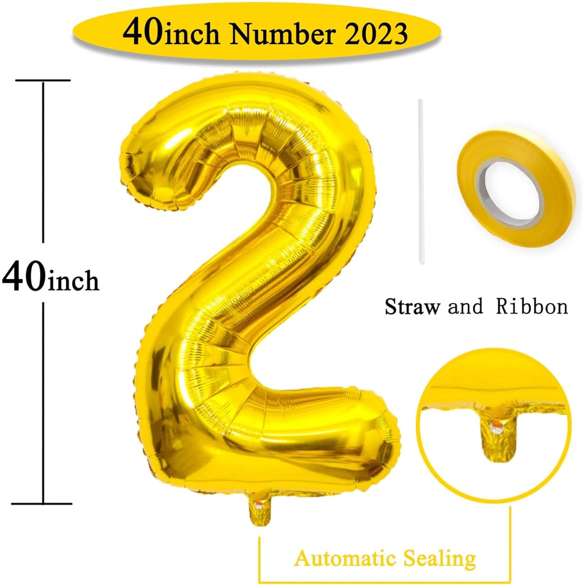40inch Giant Gold Number 2023 Balloon 2023 New Year Decoration 2023 Happy New Year Eve Christmas Graduation Party Supplies