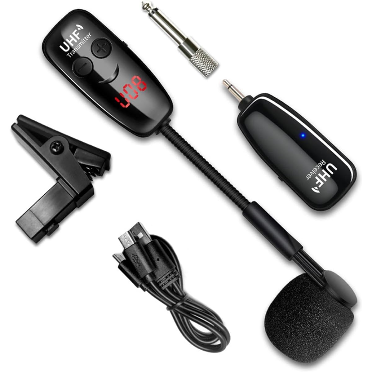 Colaxi Saxophone Microphone UHF Clip Condenser Microphone for Trumpet Voice Amplifier