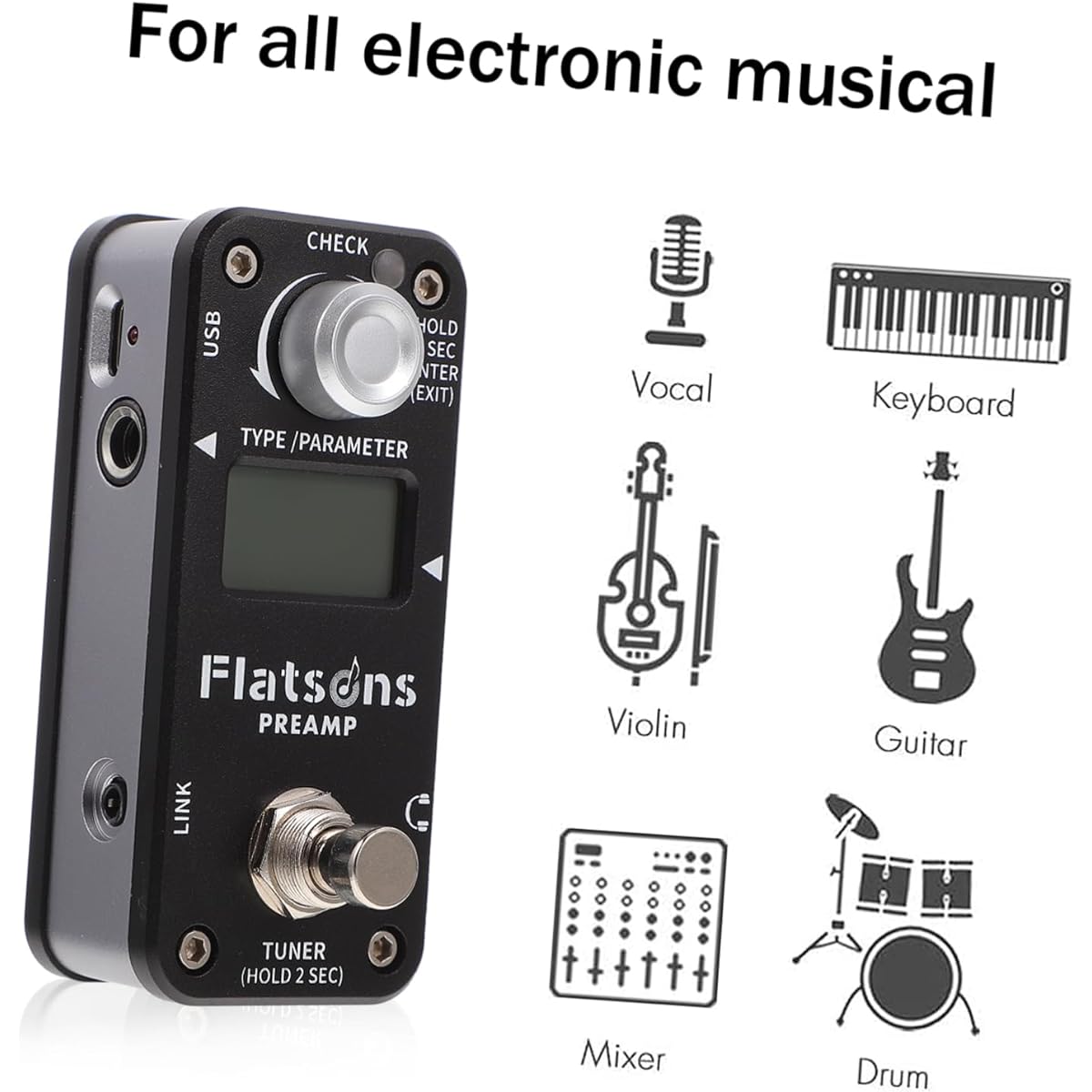 VINTORKY 1pc Guitar Effect Guitar Overload Delay Effector Metal Effector Guitar Part Guitar Accessories Guitar Effector Supply Guitar Overload Effector