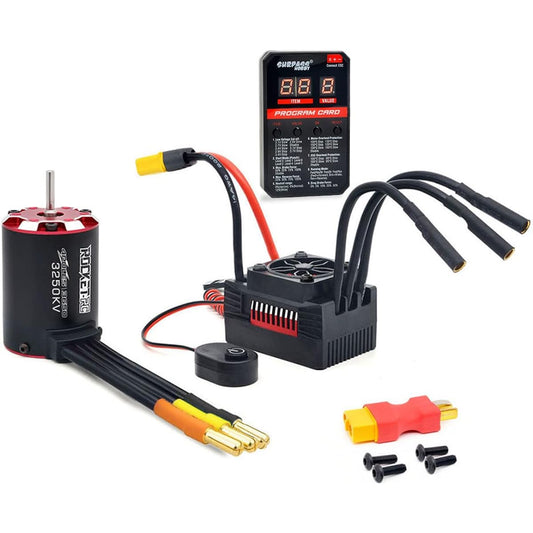 3650 3250kv Brushless Motor ESC/Waterproof Sensorless Motor 60A ESC & Programming Card Combo/Output 5.8V/5A/1/10 for Remote Control Car Truck Off-Road Vehicle