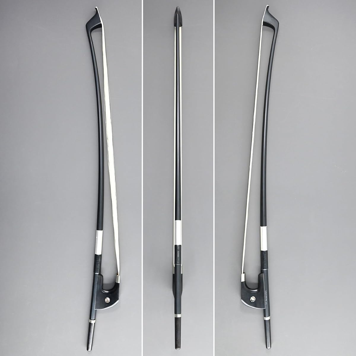 German Model Carbon Fiber Upright Double Bass Bow 1/2 Size VINGOBOW 100BG 72cm for Advanced Player Strong and Durable Ebony Frog Natural Horse Hair Warm and Powerful Tone