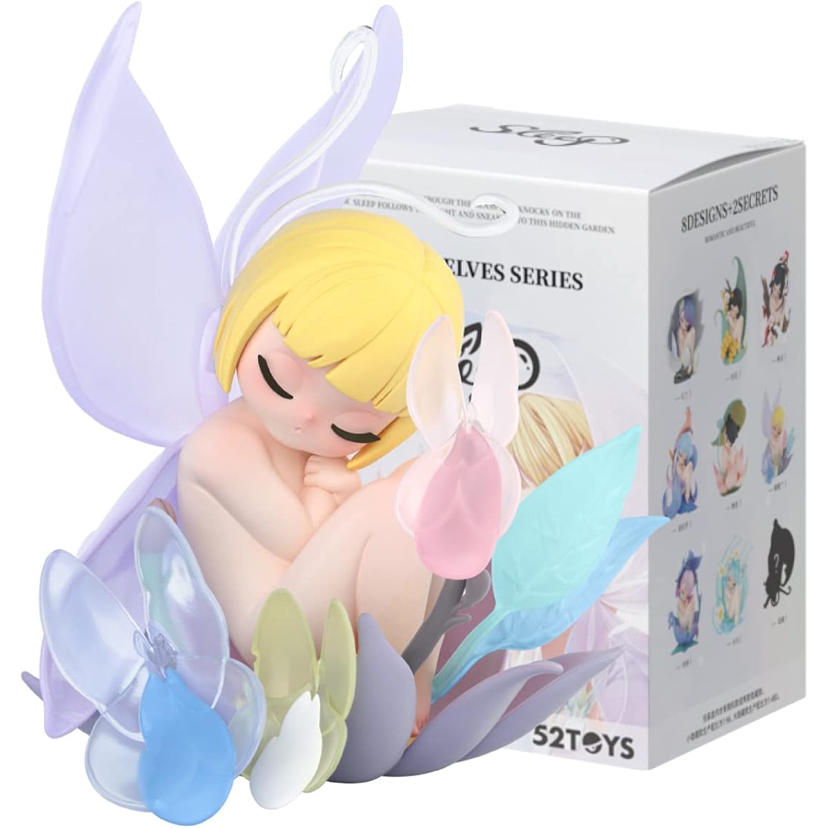 52TOYS Candy Box Sleeping Flower Elf 1 Piece Action Figure Collectible Toy Desktop Decoration 3.3 Inch, Great Gift for Birthday or Party