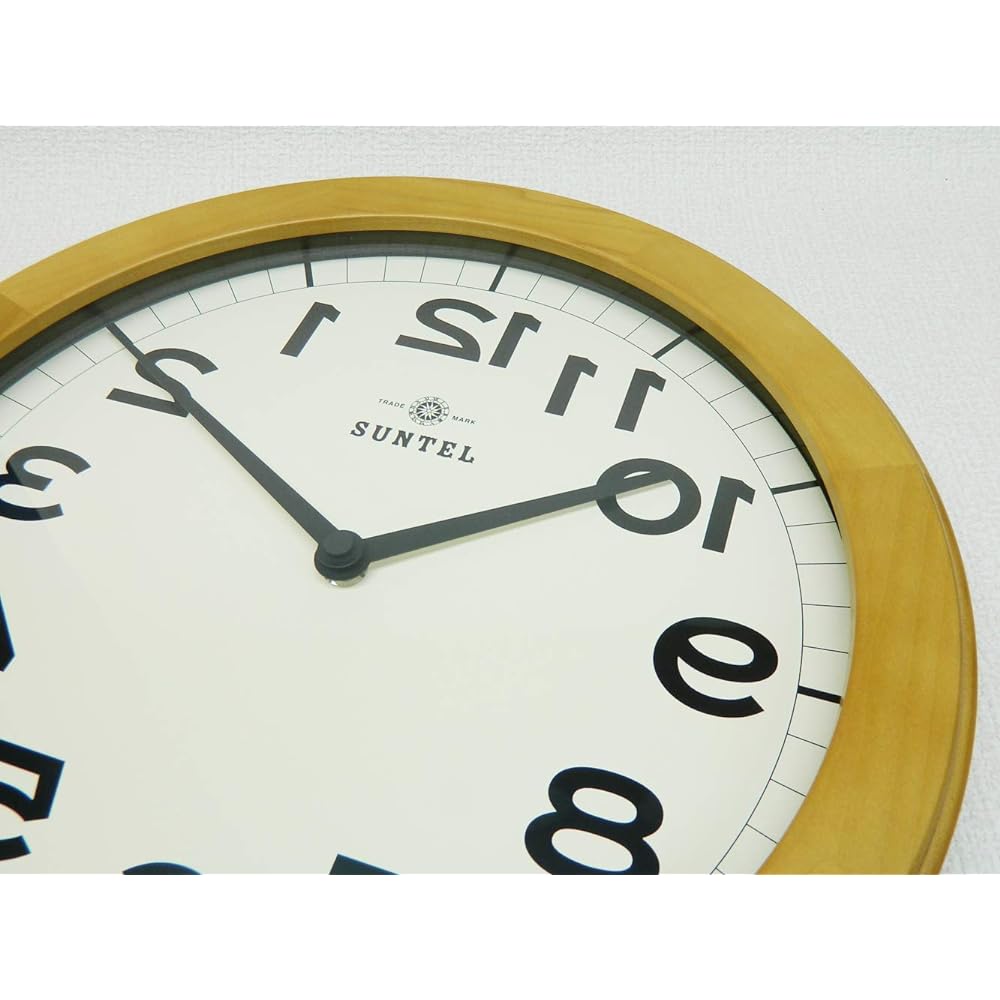 Santeru Wall Clock Light Brown Diameter 330 x 45mm Brain Training! Wooden Reversible Wall Clock LBR (Light Brown) QL889-LBR