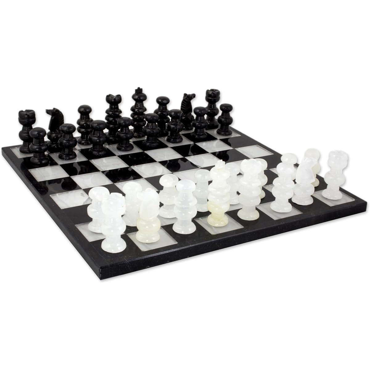 Novica White Black Marble Chess Set 'Classic'