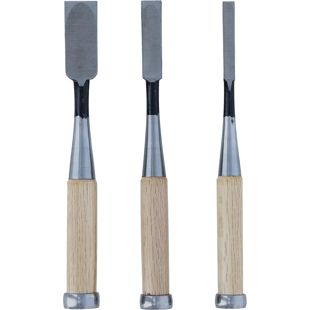 Gisuke Takagi Add-on only 9/15/24mm Set of 3 [For woodworking, installing hinges, correcting grooves on thresholds, etc.] [Mortise carving, step notches, Kumite] TAKAGI woodworking chisel tool DIY chisel planer woodworking chisel set