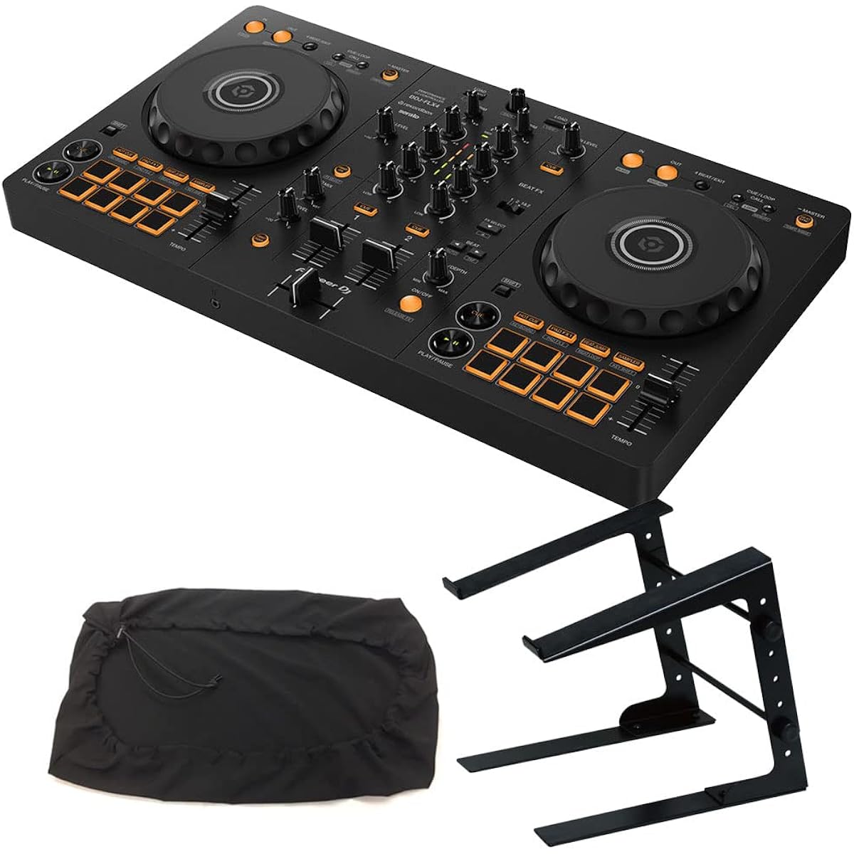 Pioneer DJ controller DDJ-FLX4 + PC stand + dust cover set《Rekordbox/Serato DJ Lite compatible》[DDJ-400 successor model]