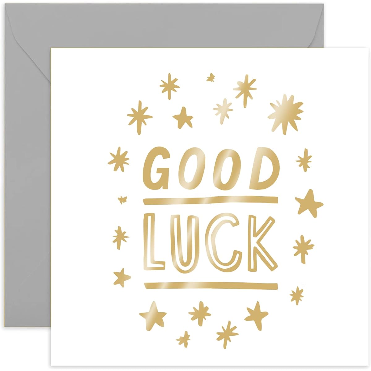 Old English Co. Gold Sparkles Good Luck Card - Bold Gold Foil Greeting Card | New Job, Colleague Leaving, Exam, Moving | Blank Inside & Envelope Included