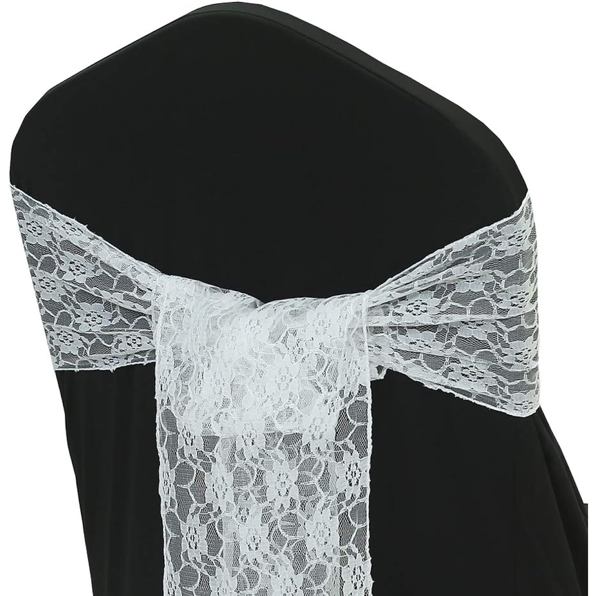MDS 25 Pack Lace Bow Lace Chair Sash/Bows Sash for Wedding or Event Occasion Ornament Party Supplies Lace Chair Sash 25 White 25_lace sash bow_white