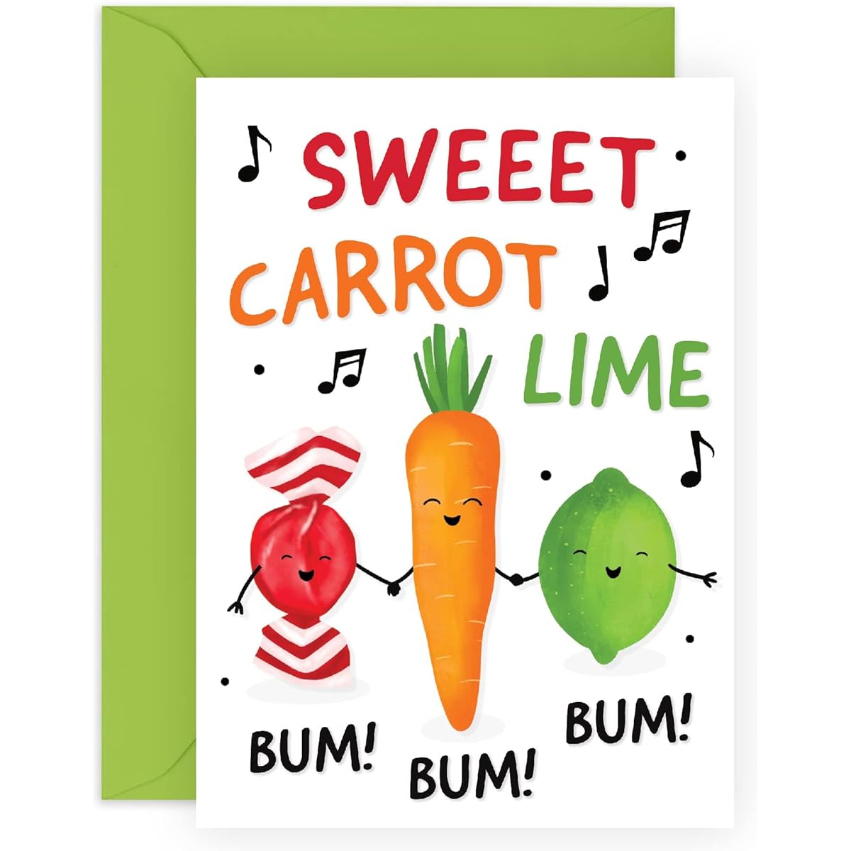 Funny Birthday Cards For Women - Birthday Card for Men - Funny Gifts For Him Her - 'Sweet Carrot Lime' - Happy Birthday Card For Mom Dad - Comes With Fun Stickers - Recyclable - By Central 23