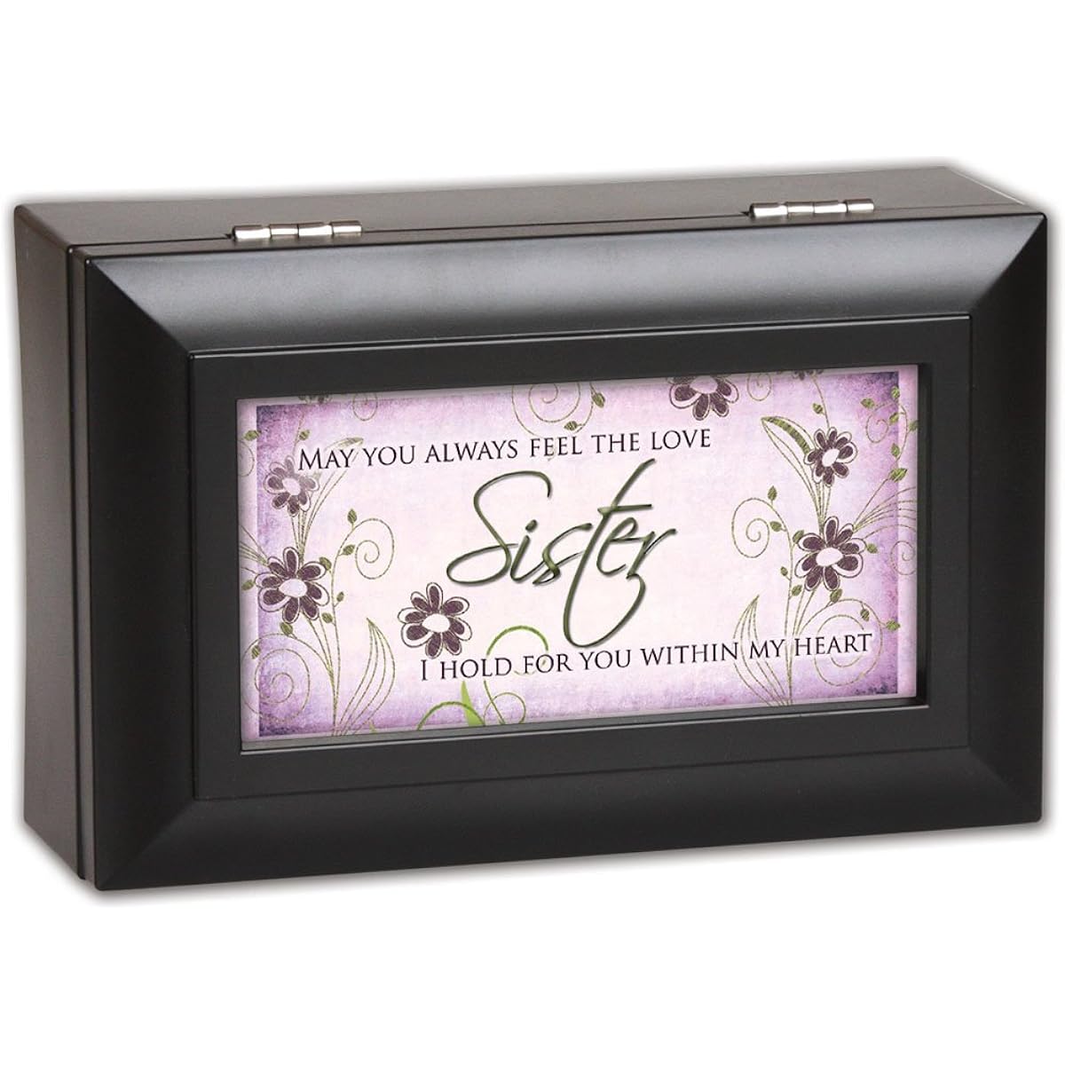 Cottage Garden Sister May You Always Feel Love Matte Black Jewelry Music Box Playing Amazing Grace