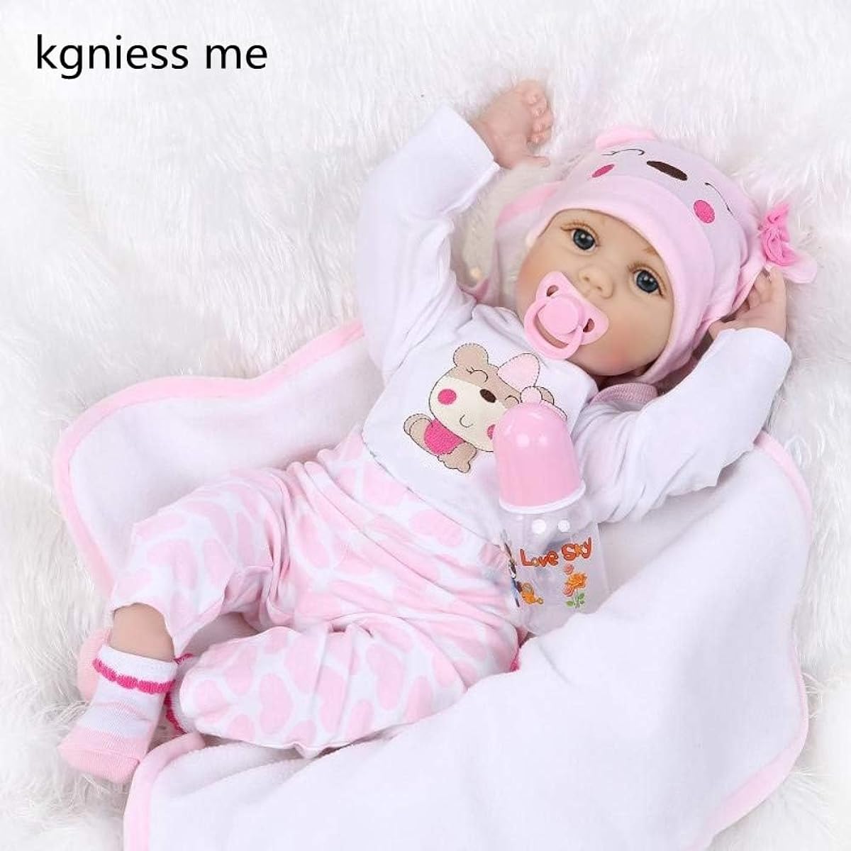 kgniess me Lifelike Reborn Baby Doll - 22 Inch Realistic Reborn Doll Soft Vinyl Newborn Baby Doll Realistic For Ages 3+