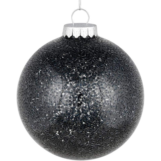 Vickerman 5145-6" Black Tinsel Clear Ball Christmas Tree Ornaments (4 Pack) (N191517)