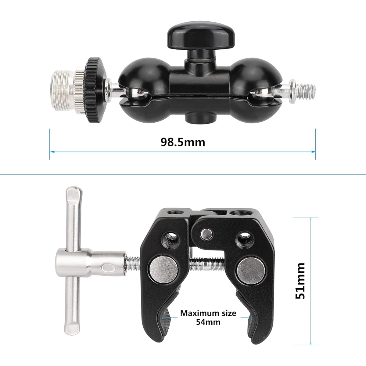 CAMVATE Crab Clamp & 360° Ball Head with 5/8"-27 Thread for Microphone (2pcs) - 3130