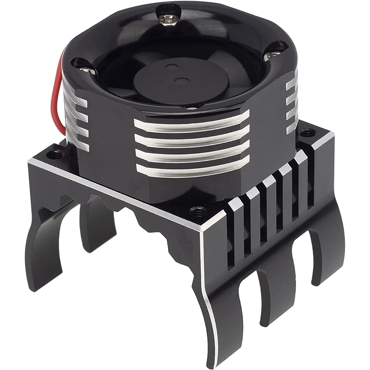 RC Cooling Fan Motor Heatsink 21000RPM for SCX10, TRX4 Slash/Rustler/Stampede/Bandit Armor Kraton Mojave Senton etc 1/8 1/10 RC Crawler Car 4274 4268 Motor, Black