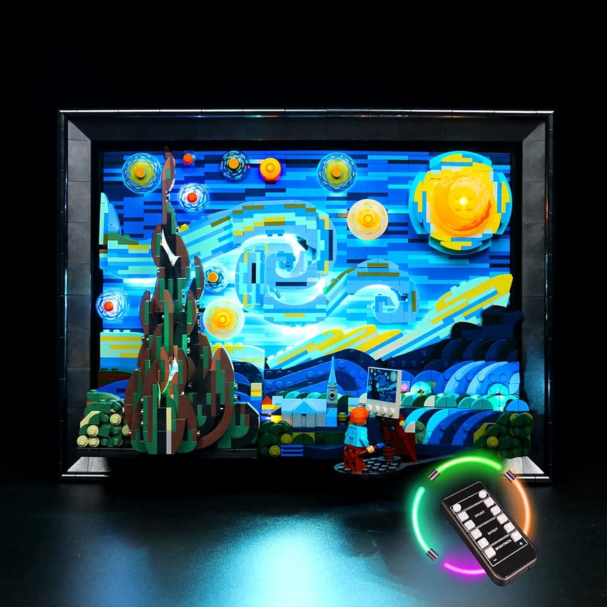 VONADO LED Light Kit Starry Night for Lego 21333 Remote Control Lighting Compatible with Lego Van Gogh Starry Night 21333 (No Lego Model) Creative DIY Light for Lego Art Building Kits (Light Only)