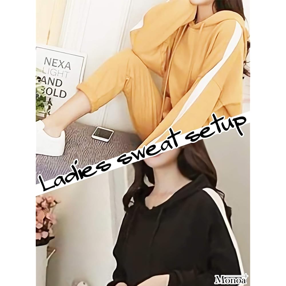 Monoa Jersey Top and Bottom Set, Long Sleeve Sweatshirt, Pullover, Quarter Length, Pants Setup, Women's Fashion