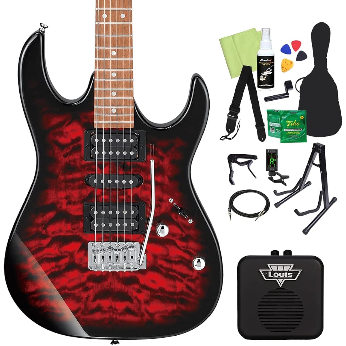 Gio Ibanez GRX70QA Electric Guitar Beginner 14-piece Set [With Mini Amplifier] TRB Geo Ibanez