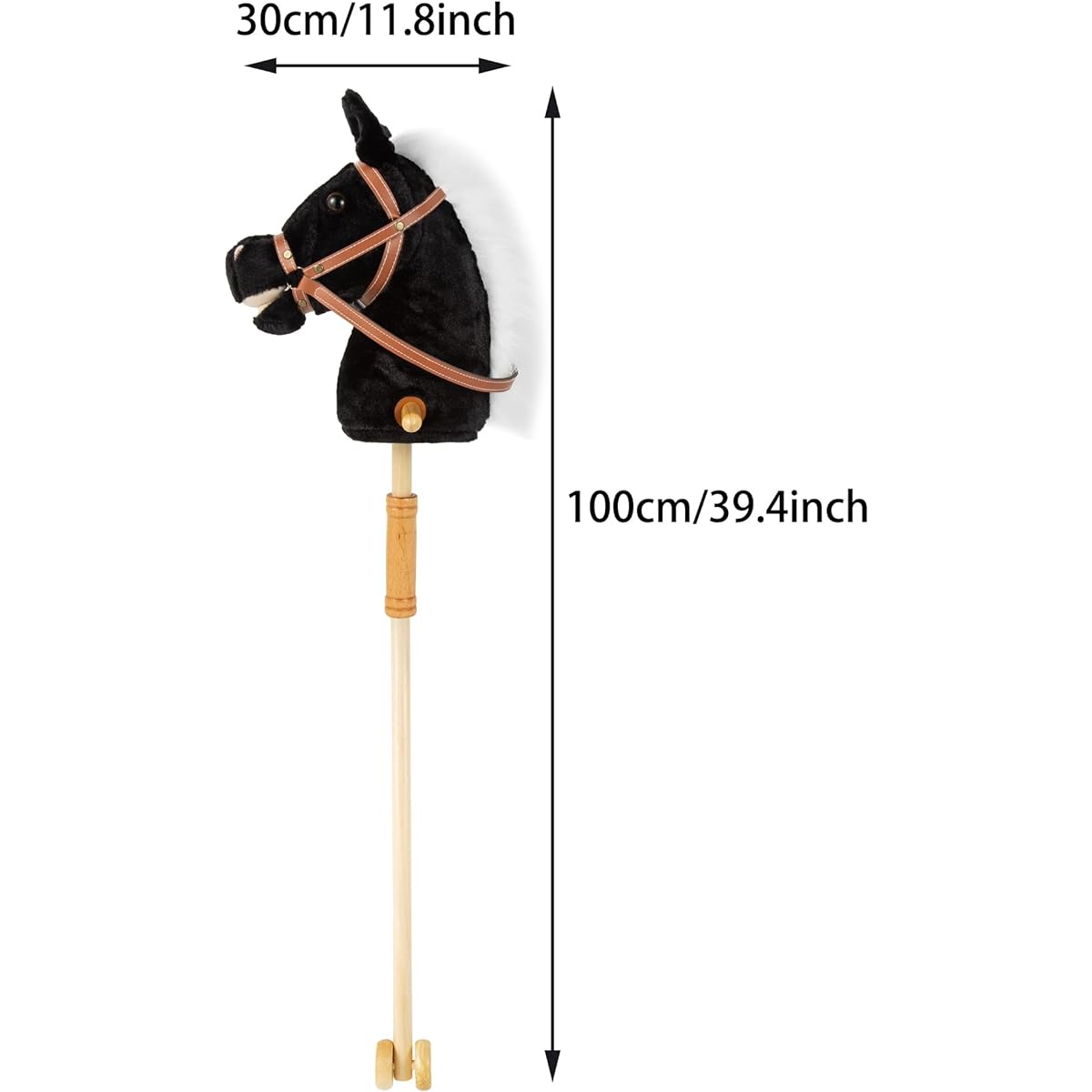 Morytale Stick Hobbies Riding Toy Plush Stick Horse for Toddlers Ages 3+ Ride on Horse Toy Pretend Play Fun with Wooden Wheels and Real Pony Clip Clop Sounds Black 39 Inch