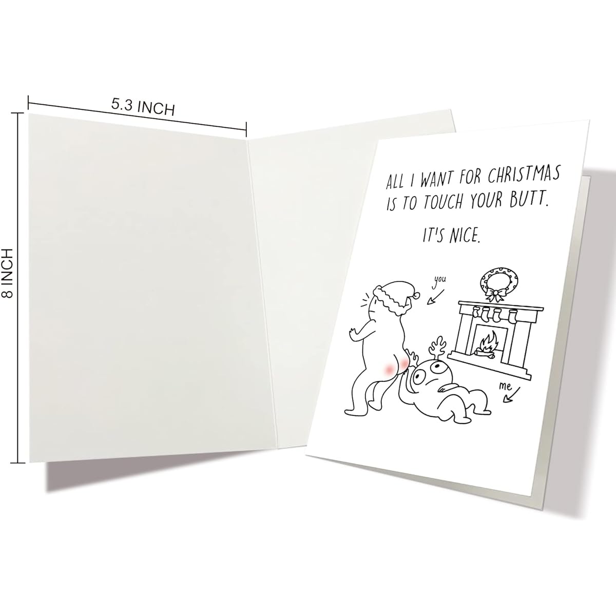 Funny Touch Your Butt Christmas Card, Prank Holiday Card for Girlfriend, Inappropriate Christmas Card for Boyfriend.