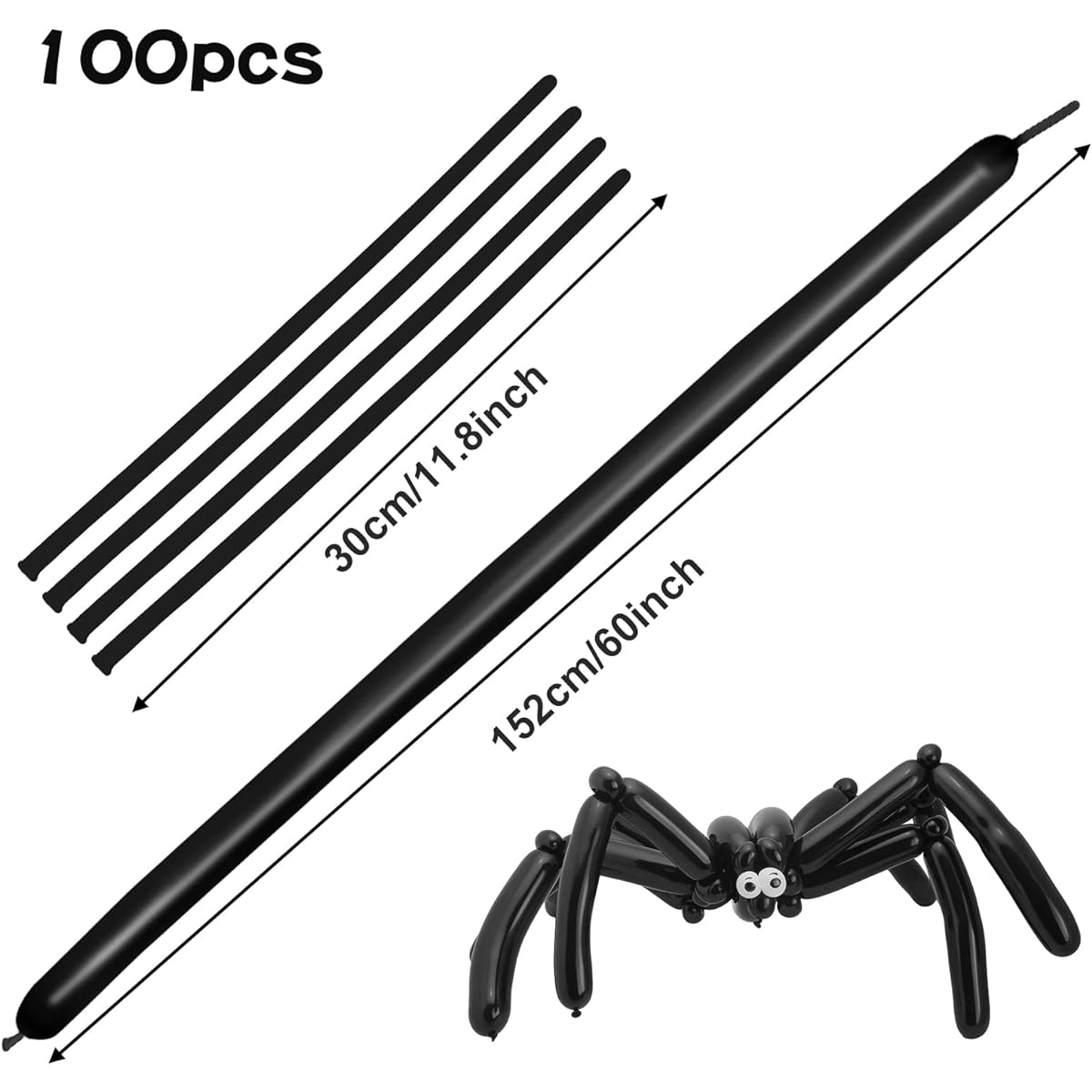 RUBFAC 260 Party Balloons Long Balloons Black 100pcs Balloon Animals Twist Balloons Party Balloons Garland Animal Modeling