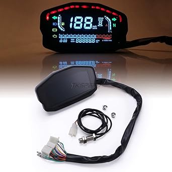 PACEWALKER Universal Modification Motorcycle LED LCD Speedometer Digital Odometer Backlight for 1,2,4 Cylinders Honda Ducati Kawasaki Yamaha (Professional Installation Required)