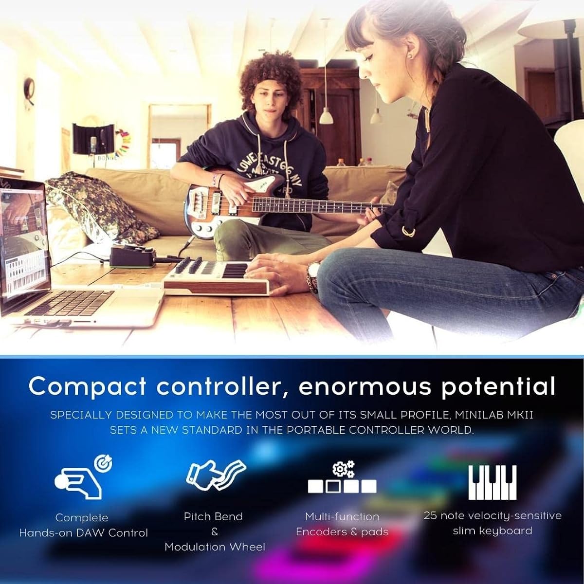 Arturia MiniLab MKII 25 Slim Key Portable USB Midi Controller (Inverted Limited Edition)