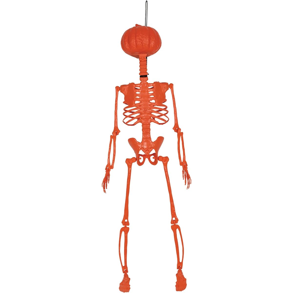 Beistle 27" Plastic Hanging Pumpkin Face Skeleton Halloween Party Decorations for Celebrating with You Since 1900, Orange/Black