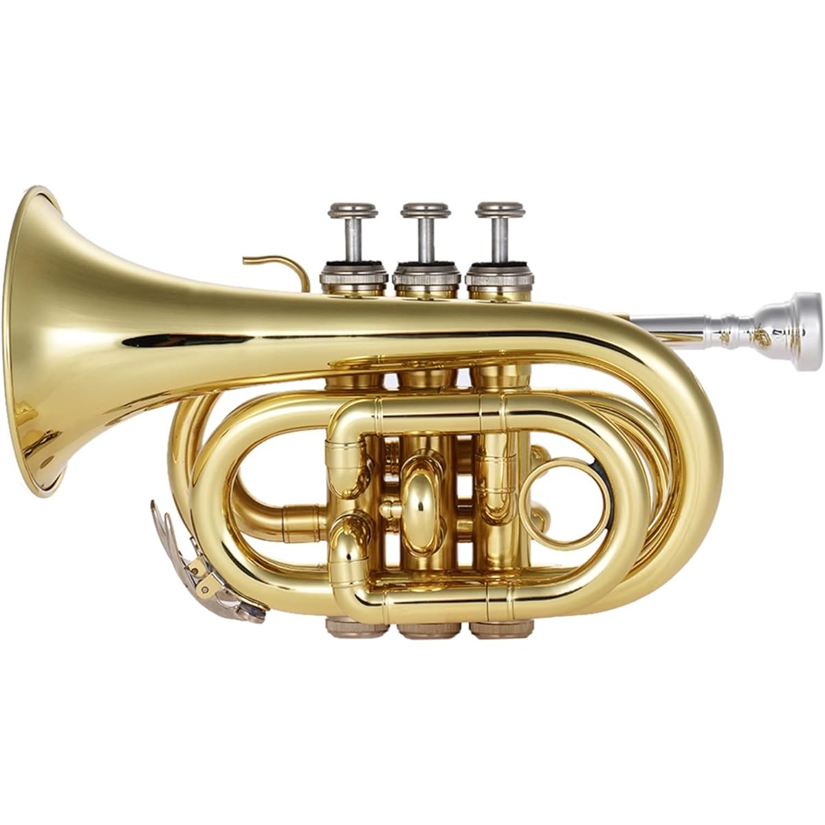 Trumpet Mini Pocket Trumpet BB Flat Brass Wind Instrument with Mouthpiece Gloves Cleaning Case Trumpet Instrument