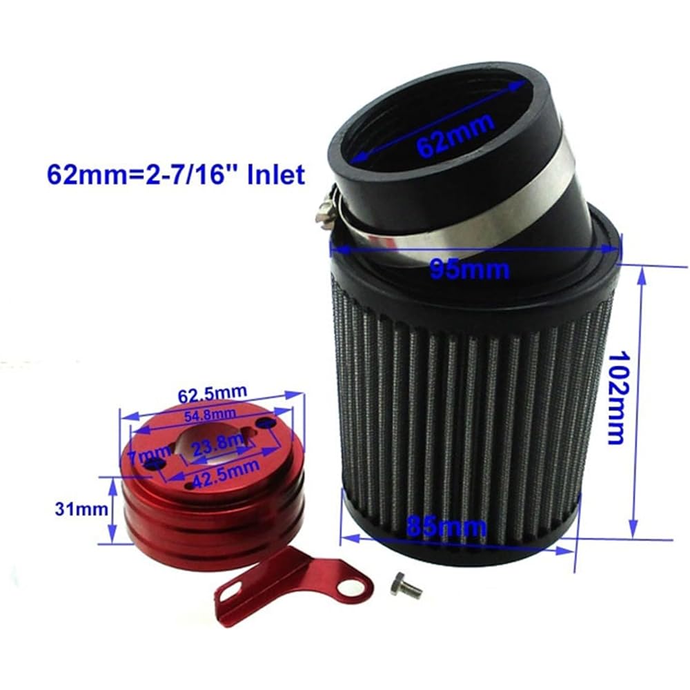 NINOMA Air Filter & Adapter Kit 6.5HP Clone GX160 GX200 Predator 212cc Engine Go Kart Racing Kart Mini Bike