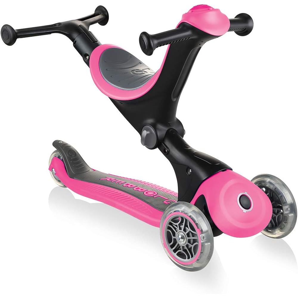 GLOBBER Kickboard, 3 wheels, for children from 1 year old, adjustable height, outdoor play, exercise, play, kick scooter, go up/deep pink WLGB644110