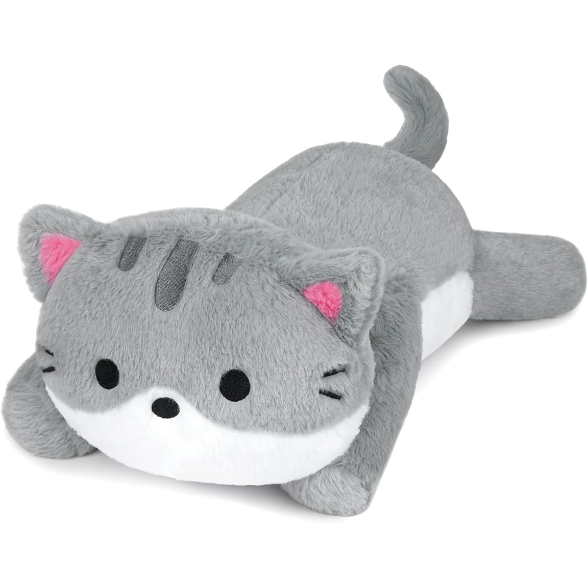 Leokawin 18 Inch 2 Pound Weighted Plush Cat Stuffed Animal Cute Weighted Gray Cat Stuffed Animal Cute Stuffed Animal Soft Weighted Gray Cat Stuffed Animal for Kids and Adults