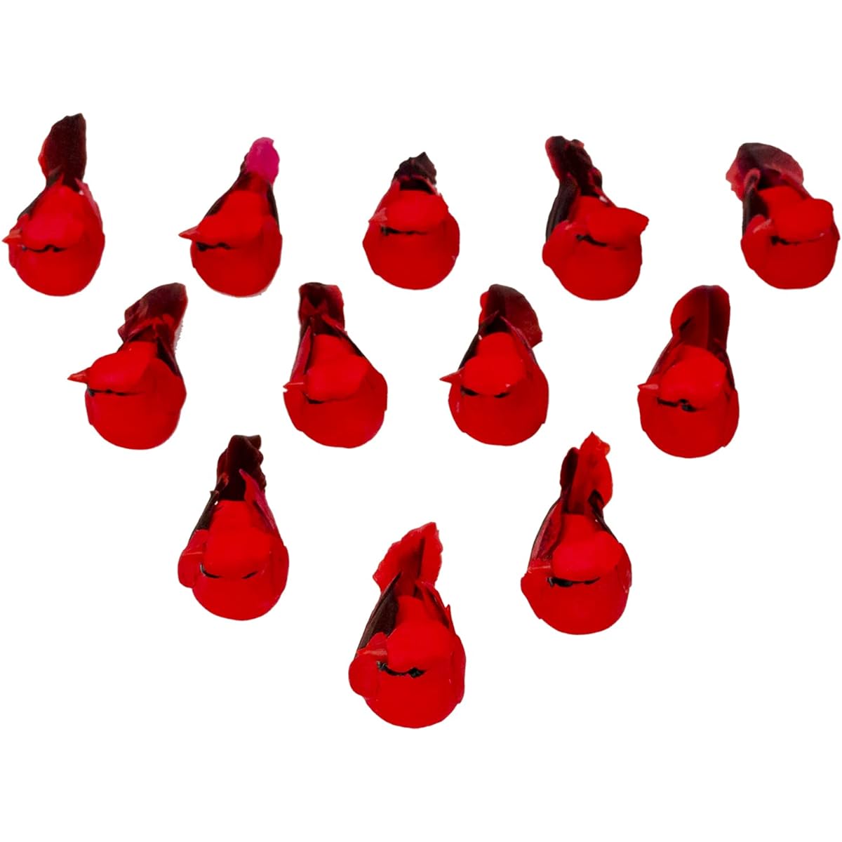 Wonderland Series - Red Feather Bird; Cardinal Bird; Christmas Decoration; 12 Pieces; Small
