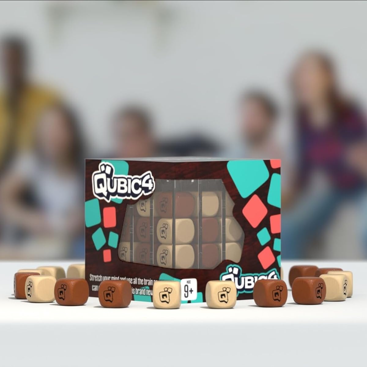 Qubic 4 Connect 4 Games - Family 3D Board Game 4 Rows Game - Classic Game 4 Score Line Up Games - 2 Player Block Game Outdoor Board Game with Red and Natural Cubes